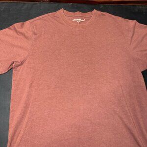 Eddie Bauer Men‎ Large Solid Copper Orange Short Sleeve Cotton Blend Shirt (GS1)
